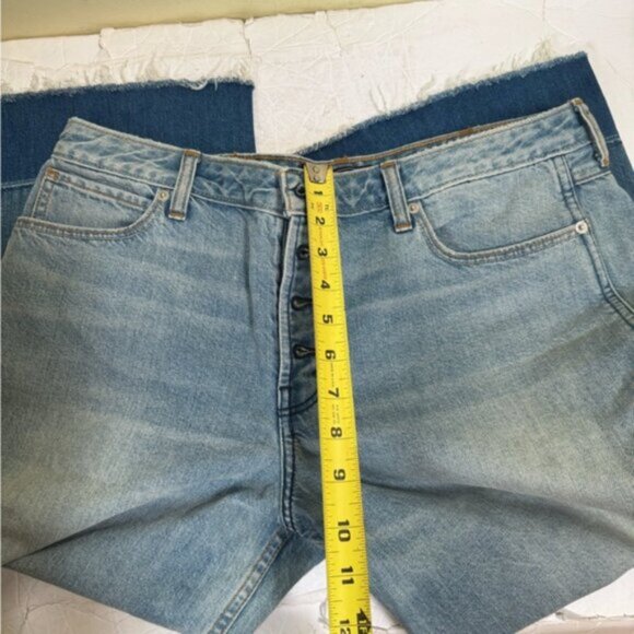 A&Fitch Cropped Stovepipe Wide Leg Crop High Rise Raw Edge Jeans Ombre Denim 31 - Picture 14 of 16